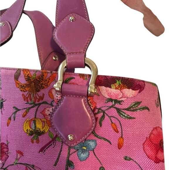 Gucci Pink Floral Tote Bag - Picture 4 of 12
